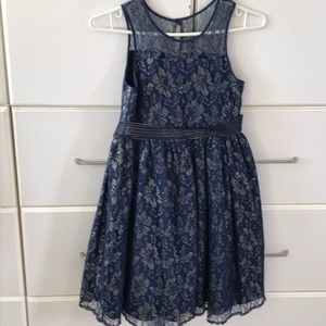 Gold & Blue Lace Party Dress